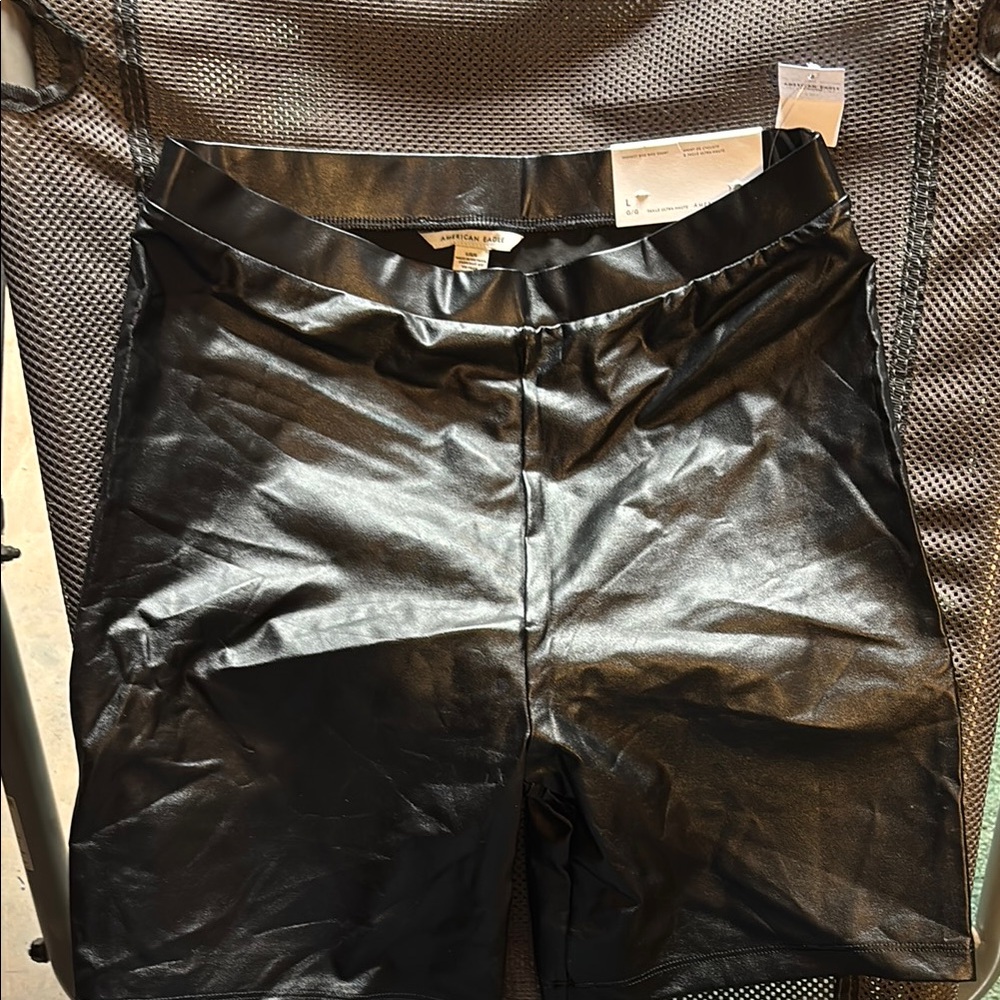 Black Faux Leather Men's Shorts